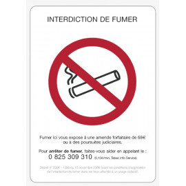 Panneau interdiction de fumer