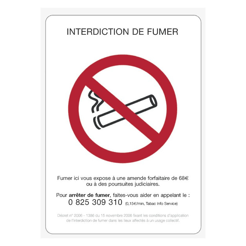 Panneau interdiction de fumer