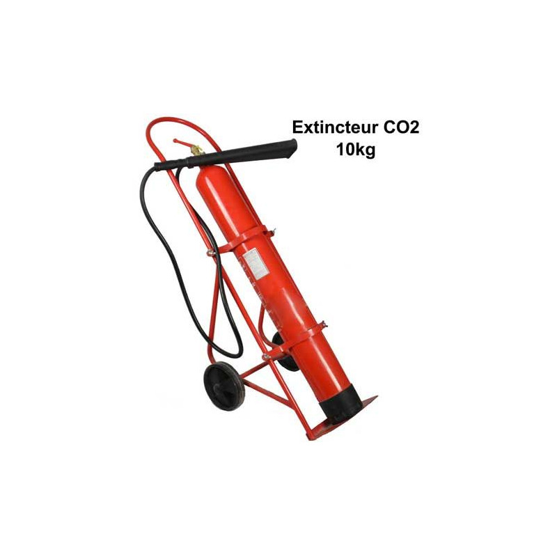 Extincteur 10 kg CO2 professionnel monté sur chariot